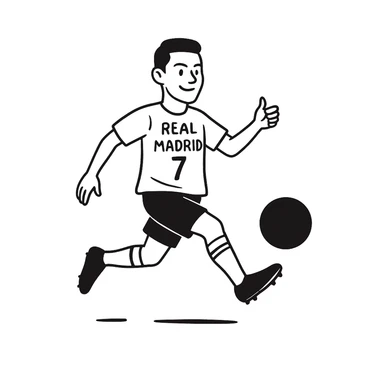 Cristiano Ronaldo in a Real Madrid shirt, hand drawn doodle style, black and white hand drawn doodle illustration. sticker