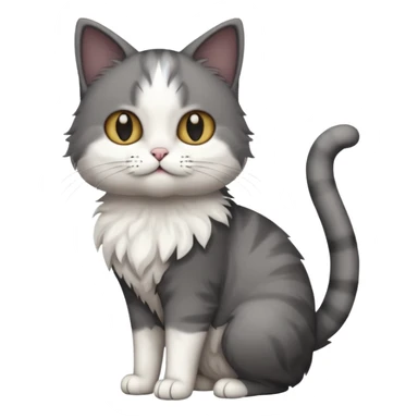 full body half dark grey and half white cat sticker