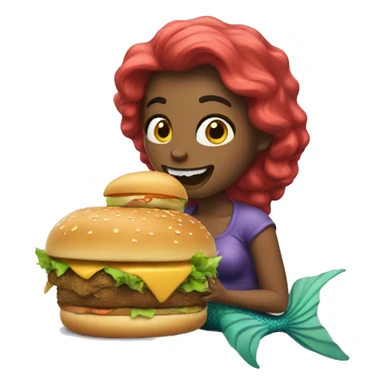 Mermaid eating burger sticker