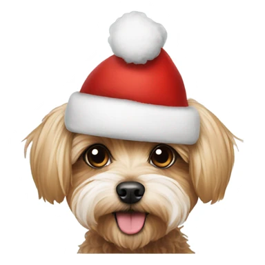 Yorkie poodle wearing Santa hat sticker