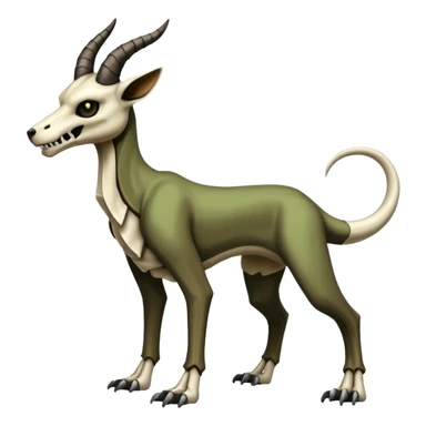 Skeletal horned Cubone-Marowak-Houndoom-Anubis-Zygarde-Wendigo-Fakémon-hybrid-creature (full body), 4 legs sticker