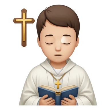 Guy who reads Bible with cross on it and with his eyes closed in prayer and without anything in the background  sticker