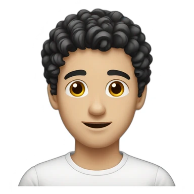 young European guy with a white shirt and curly black hairs sticker