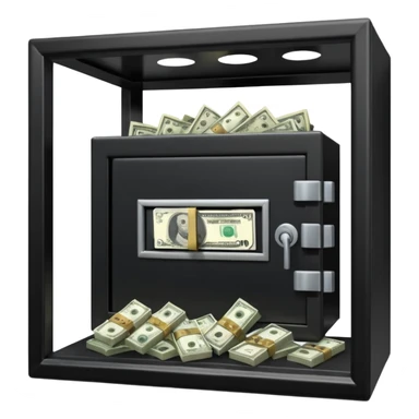 caja fuerte abierta con dinero sticker