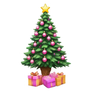 Aesthetic Christmas tree with pink ornaments sticker