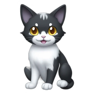Sitting-Black-and-White-face-cat-ghost-type-pokemon sticker
