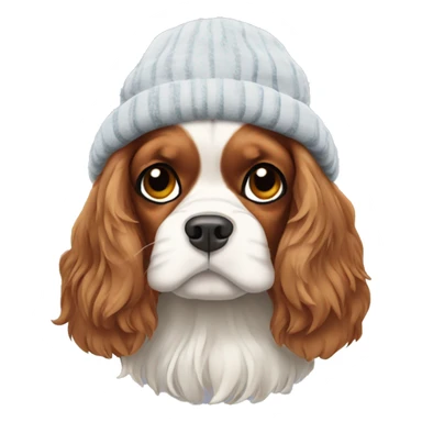 King Charles spaniel wearing winter hat sticker