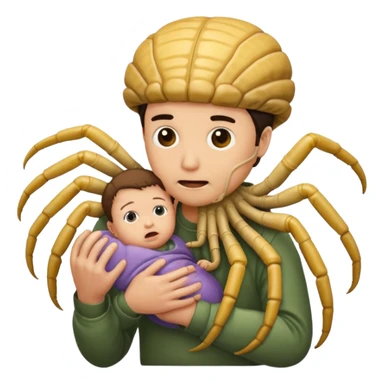 man with Baby Facehugger on his face sticker