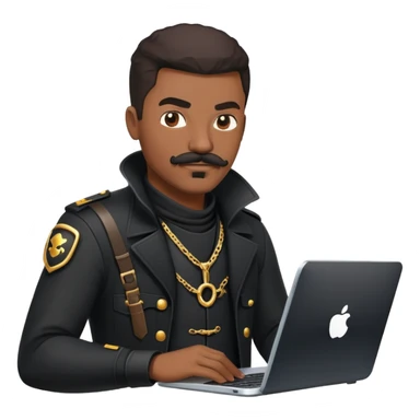 african-american web developer mustache mercenary black asymmetrical hacker sticker