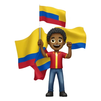 Persona celebrando con la bandera de colombia sticker