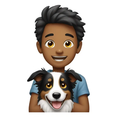 happy boy with  a Border Collie. sticker
