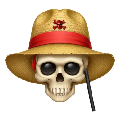 One piece black colour flag with skull with straw hat red ribbon sticker