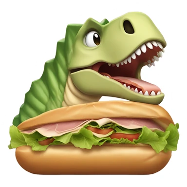 dinosaur eating a sub sticker
