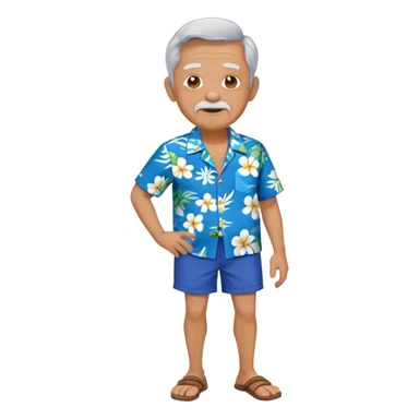 old man in blue  hawaiian shirt blue short full body sticker