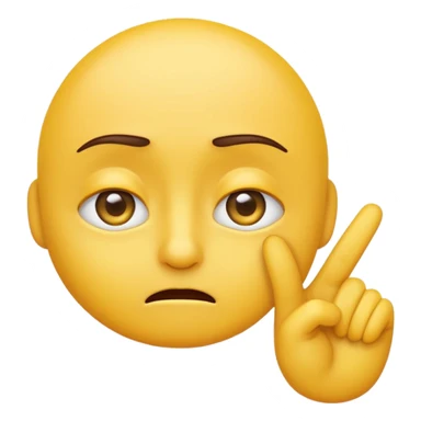 cynical yellow emoji stretching down one eyelid with finger, skeptical expression sticker