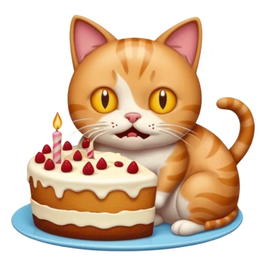 Cat vomiting because of eating cake sticker