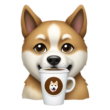 akita inu with coffee sticker