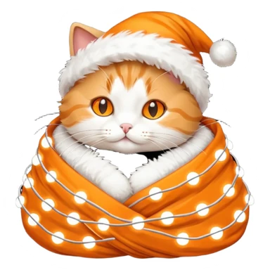 cat wrapped up in christmas lights sticker