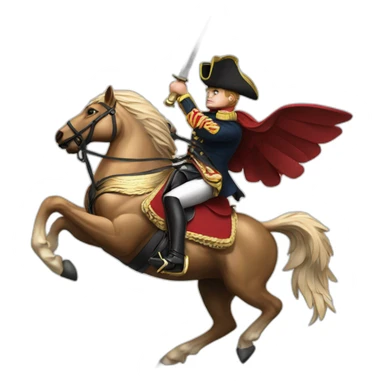 serious angry napoleon on horse hold golden eagle sticker