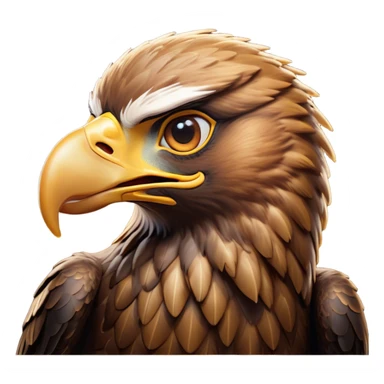Cinematic Comical Golden Eagle Portrait Emoji, Head tilted dramatically with an exaggeratedly shocked expression, featuring a striking, broad-beaked form with wide, comically expressive eyes full of playful disbelief and richly textured golden feathers, Simplified yet hilariously expressive features, highly detailed, glowing with a slightly sassy amber glow, high shine, dramatic yet playful, stylized with an air of cheeky aerial mischief, soft glowing outline, capturing the essence of a meme-worthy golden eagle that looks ready to side-eye its way into viral fame! sticker