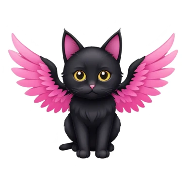 Black Cat with pink wings sticker