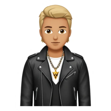 a rockstar wearing necklace, leather jacket sticker