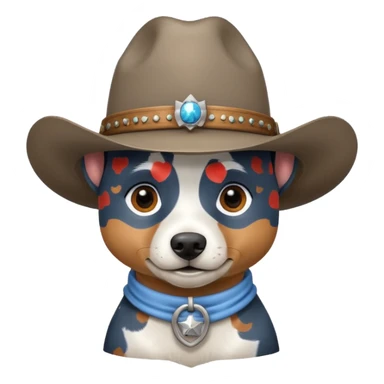 Blue heeler with a cowboy hat on sticker