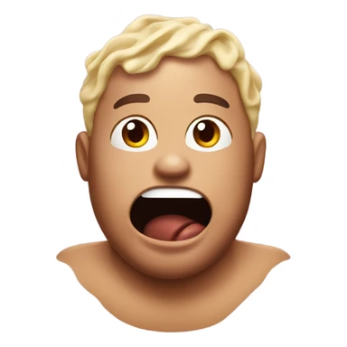 Fat guy no shirt chocolate ice cream on his face sticker