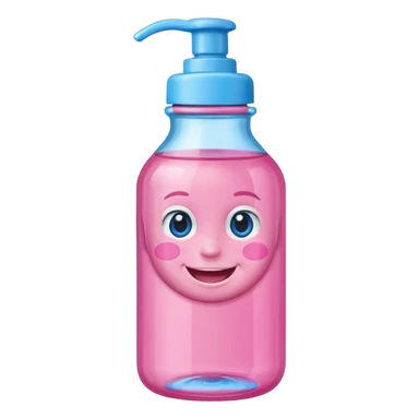 Smiling grin baby oil bottle pink blue top  sticker