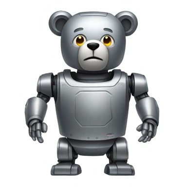 Gray metal bear robot sticker
