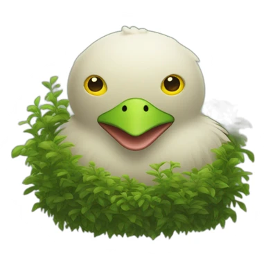 Monster that has a Chicken Head with a woman's face on it, as well as duck feet, waiting in a bush sticker