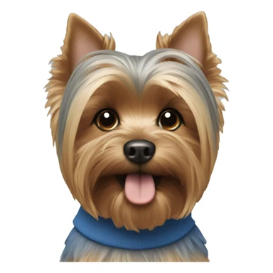 Yorkie wearing a blue sweatshirt  sticker
