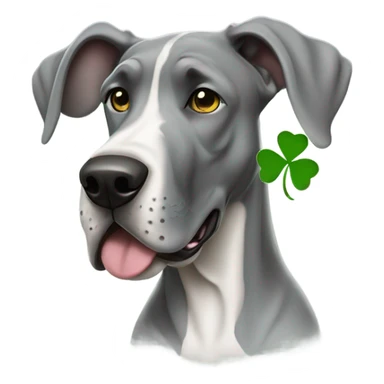 Grey great dane with four leaf clover sticker