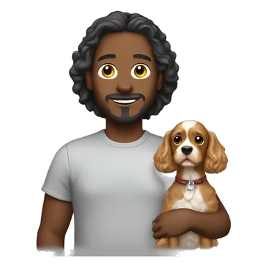 Man holding cocker spaniel  pappy mix sticker