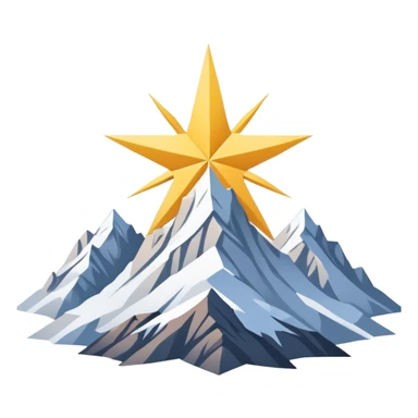 simple eight-pointed star with wide points, with only a basic mountain silhouette on it sticker