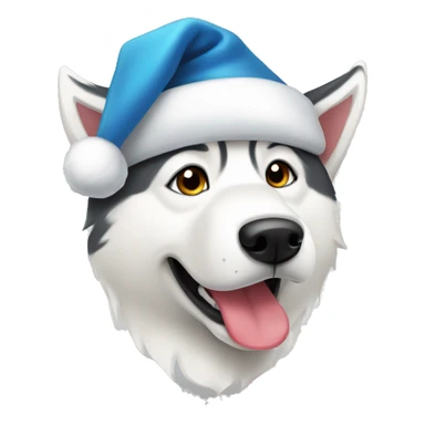 white husky with santa cap sticker