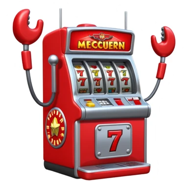 Lightning McQueen with arms and legs playing a slot machine sticker