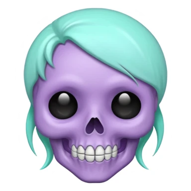 pastel goth skull emoji with pastel purple and mint accents sticker