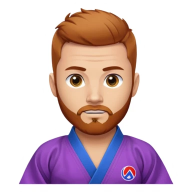 homme blanc, yeux bleu, cheveux brun très court, barbe rousse et boucle d'oreille doré à l'oreille gauche avec kimono de jiu-jitsu et ceinture violette sticker