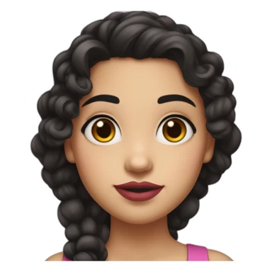A cute Métis girl with a very clear complexion. She has black hair with large curls, which descend to her shoulders, and a pink lipstick on luscious lips. sticker