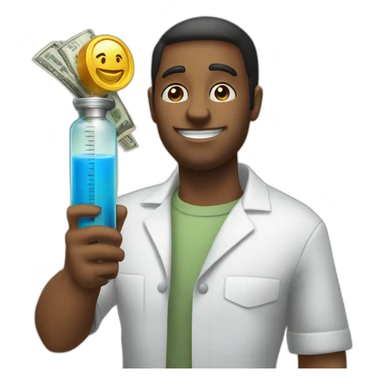 the vaccine in a syringe and the money sticker