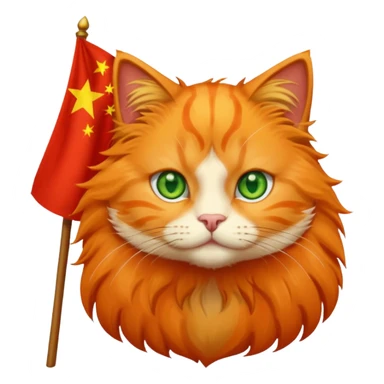 Orange Cat With the Flag of China in the backgorund sticker