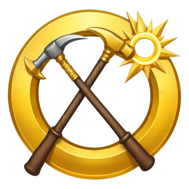 The Sickle and the Hammer are crossed, and behind them are the rays of the sun sticker