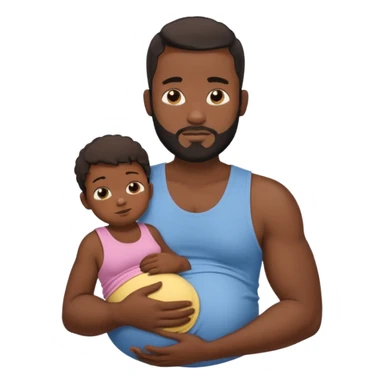A pregnant burly black man breastfeeding his baby sticker