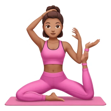 medium-skinned woman doing Pilates in pink sportswear sticker