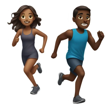 Brown skin Girl running after  dark skin boy sticker