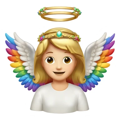 Rainbow Poop emoji angel with wings sticker