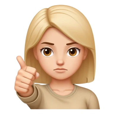 girl showing thumbs down sticker