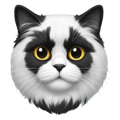 black and white Persian cat with mustache white sticker