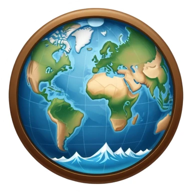 an icon featuring an earth with attitude and longitude lines, a textbook, and a topographic map, symbolizing geography as a science. The design includes a compass, mountain ranges, and rivers, representing the study of Earth's features and landscapes. Transparent background highlights geography. sticker